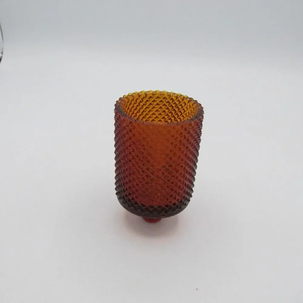 Vintage Diamond Point Votive Candle Holder AMBER no Rubber piece